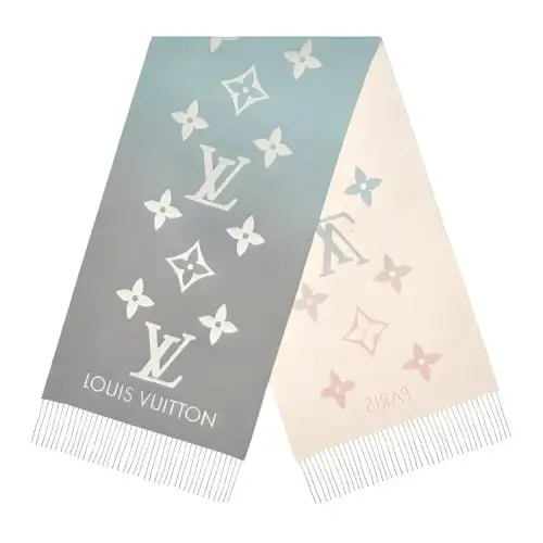 LOUIS VUITTON Knit Scarves Unisex Pink Blue Gradient