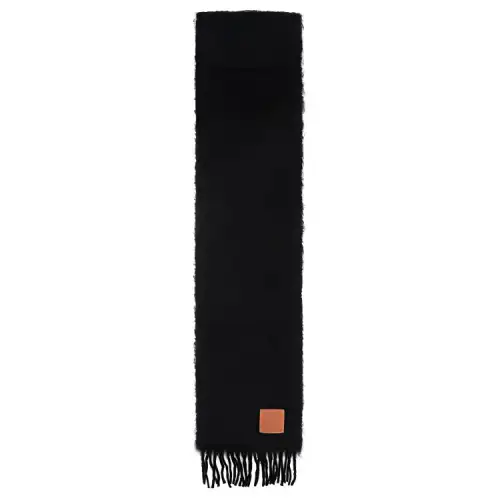 LOEWE Logo Patch Fringed Scarf