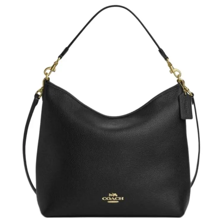 COACH Laurel Cow Leather Shoulder Bag Large Women's Black