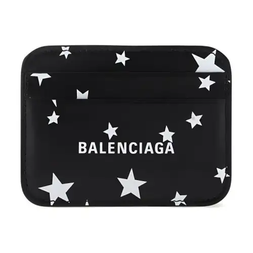 Balenciaga Cow Leather Card Holder Unisex Black
