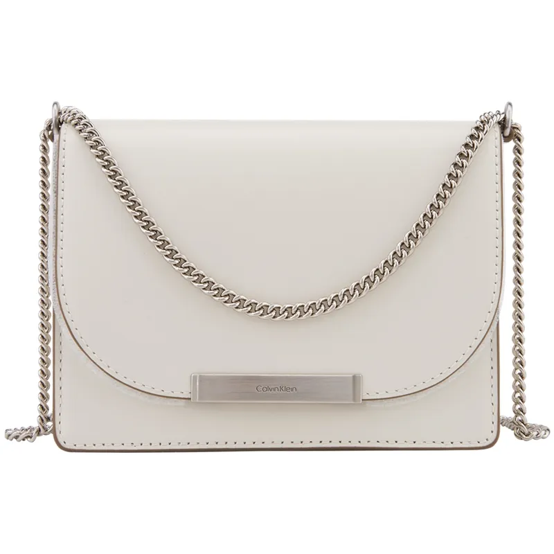 CALVIN KLEIN SS25 Cow Leather Shoulder Bag Medium Women's Beige Apricot