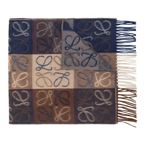 LOEWE Wool Knit Scarves Unisex Umber