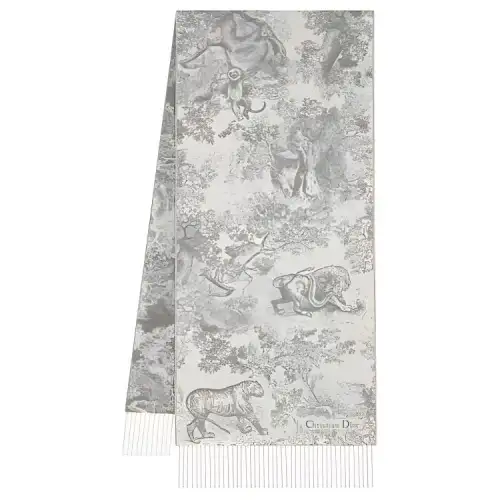 DIOR Wool Cashmere Knit Scarves Women's Gray