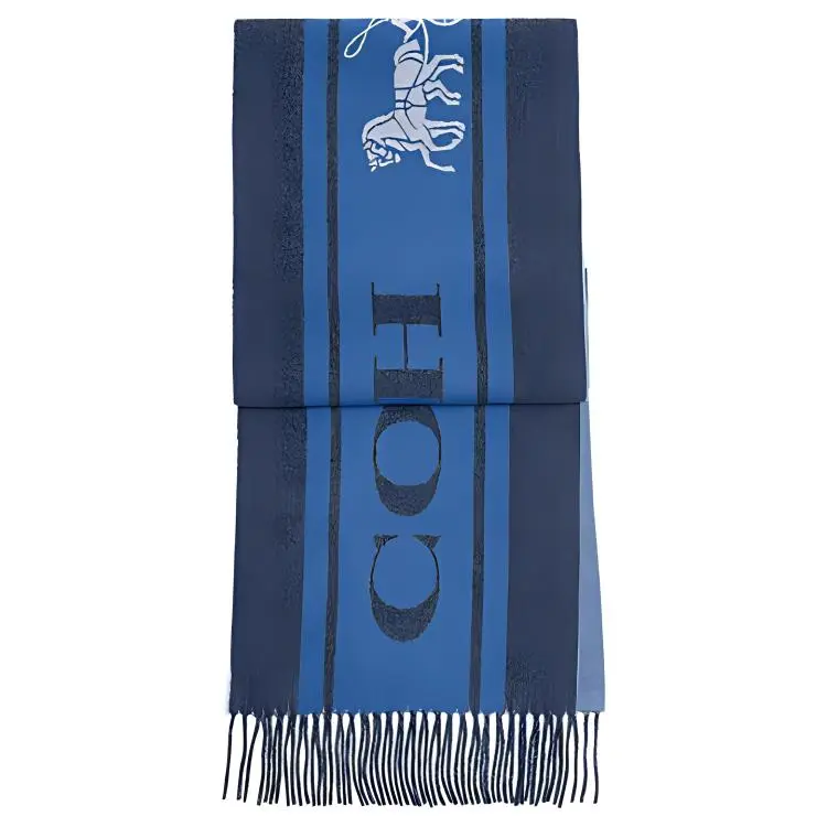 COACH Wool Cashmere Scarf Unisex Marine Blue