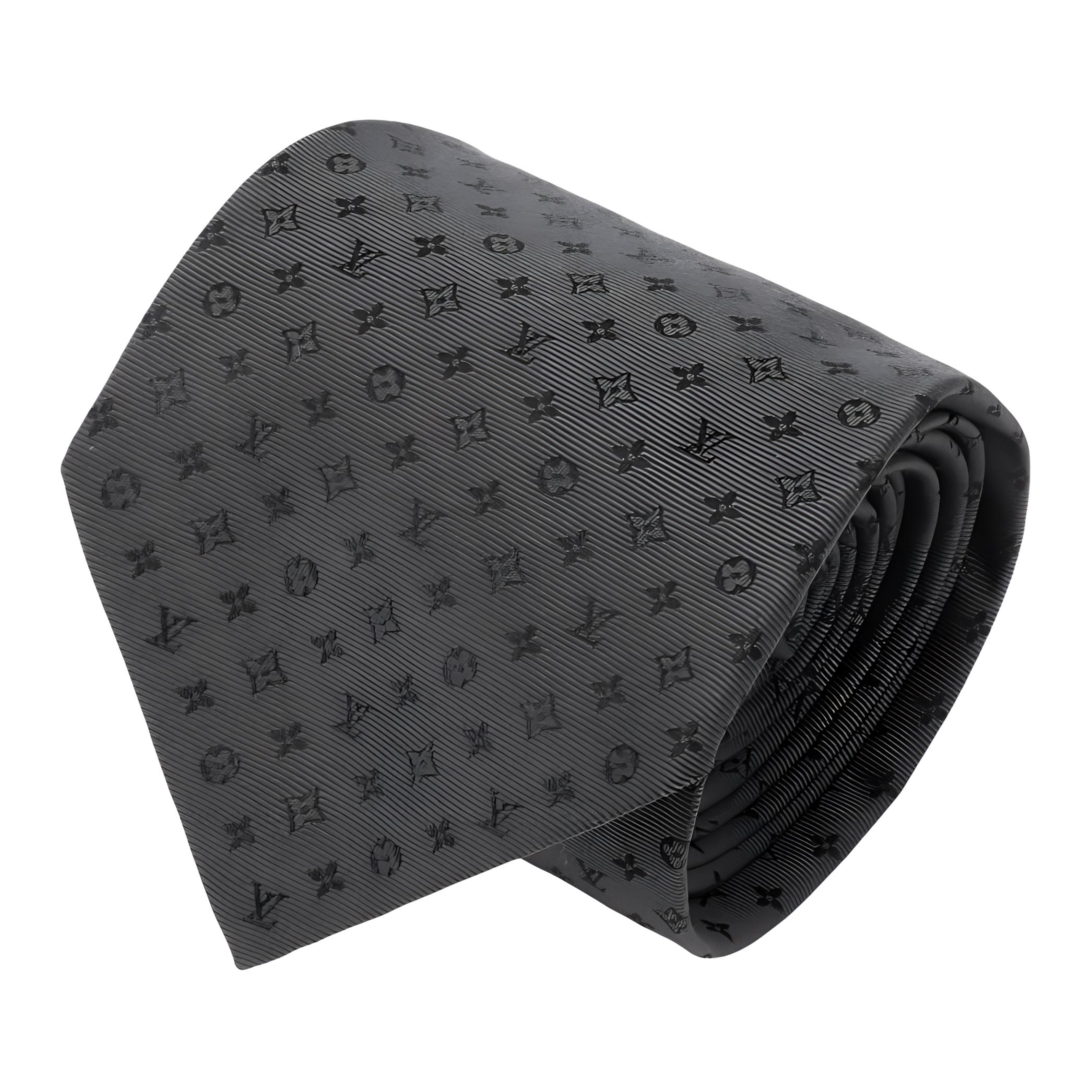 Мужской галстук Louis Vuitton Logo NEO MONOGRAMISSIME CAPSULE (серый) — фото 3