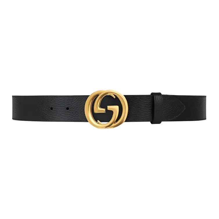 GUCCI Leather Belts Unisex Black Width 4cm