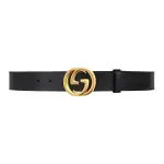 GUCCI Leather Belts Unisex Black Width 4cm