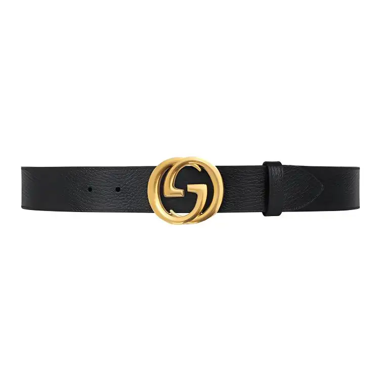 GUCCI Leather Belts Unisex Black Width 4cm