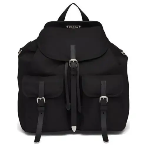 PRADA Saffiano Zip Closure Leather Backpack Women's Black