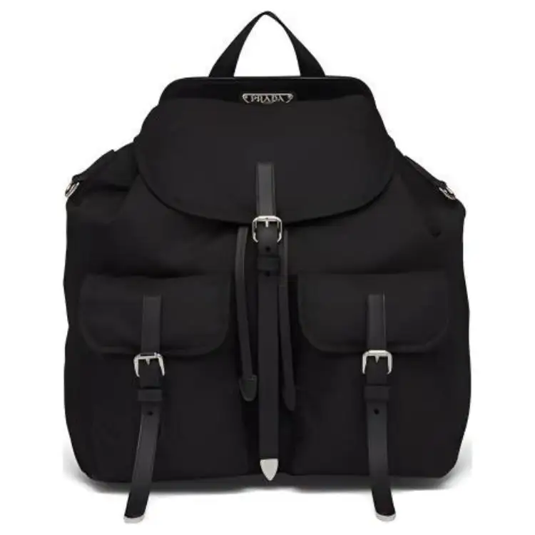 PRADA Saffiano Zip Closure Leather Backpack Women's Black