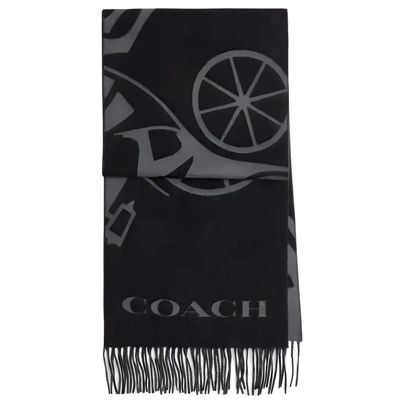 COACH Cashmere Knit Scarves Unisex Black