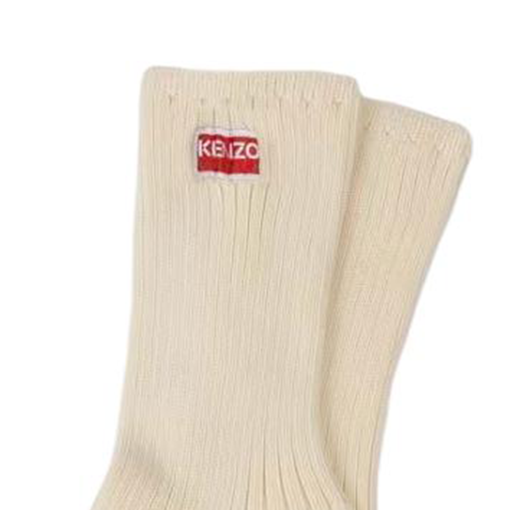 KENZO Logo Patch Ribbed Knit Socks