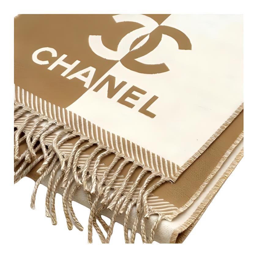 Женский шарф Chanel Wool Logo (коричневый) — фото 2
