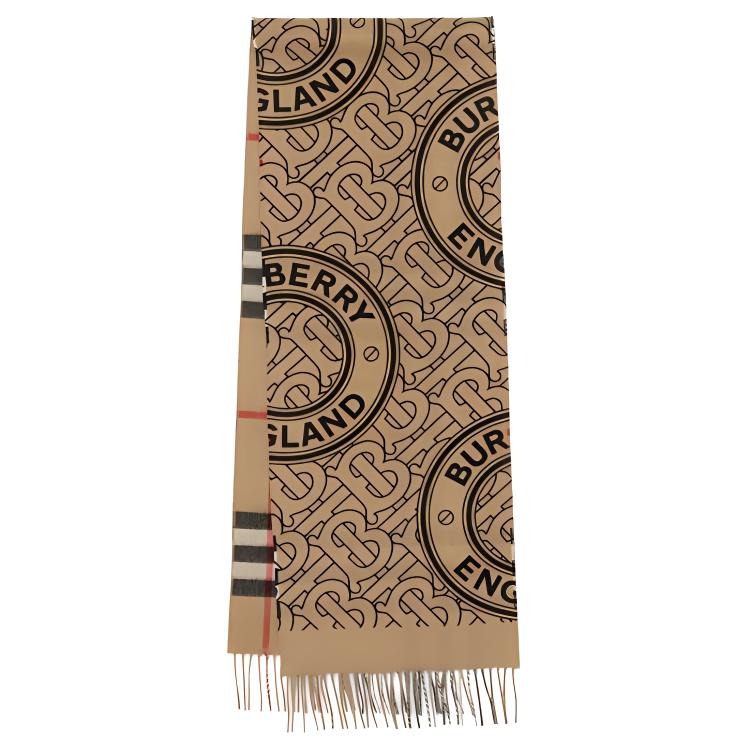 Burberry Cashmere Knit Scarves Unisex Archive Beige