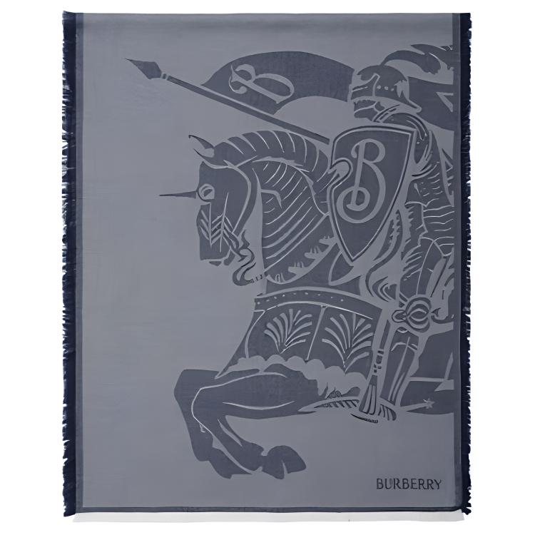 Burberry Wool Cashmere Knit Scarves Women's Blue Gray