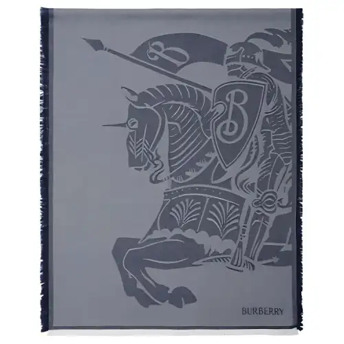 Burberry Wool Cashmere Knit Scarves Women's Blue Gray