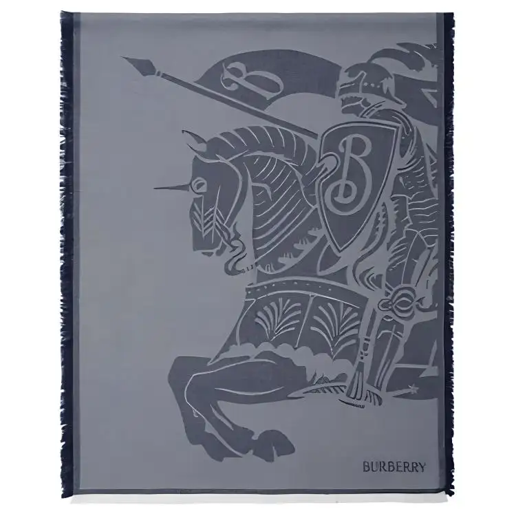 Burberry Wool Cashmere Knit Scarves Women's Blue Gray