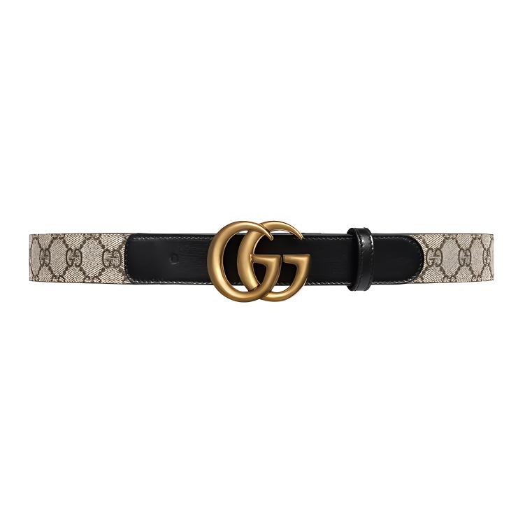 Женский ремень Gucci GG Marmont (черно-бежево-коричневый)