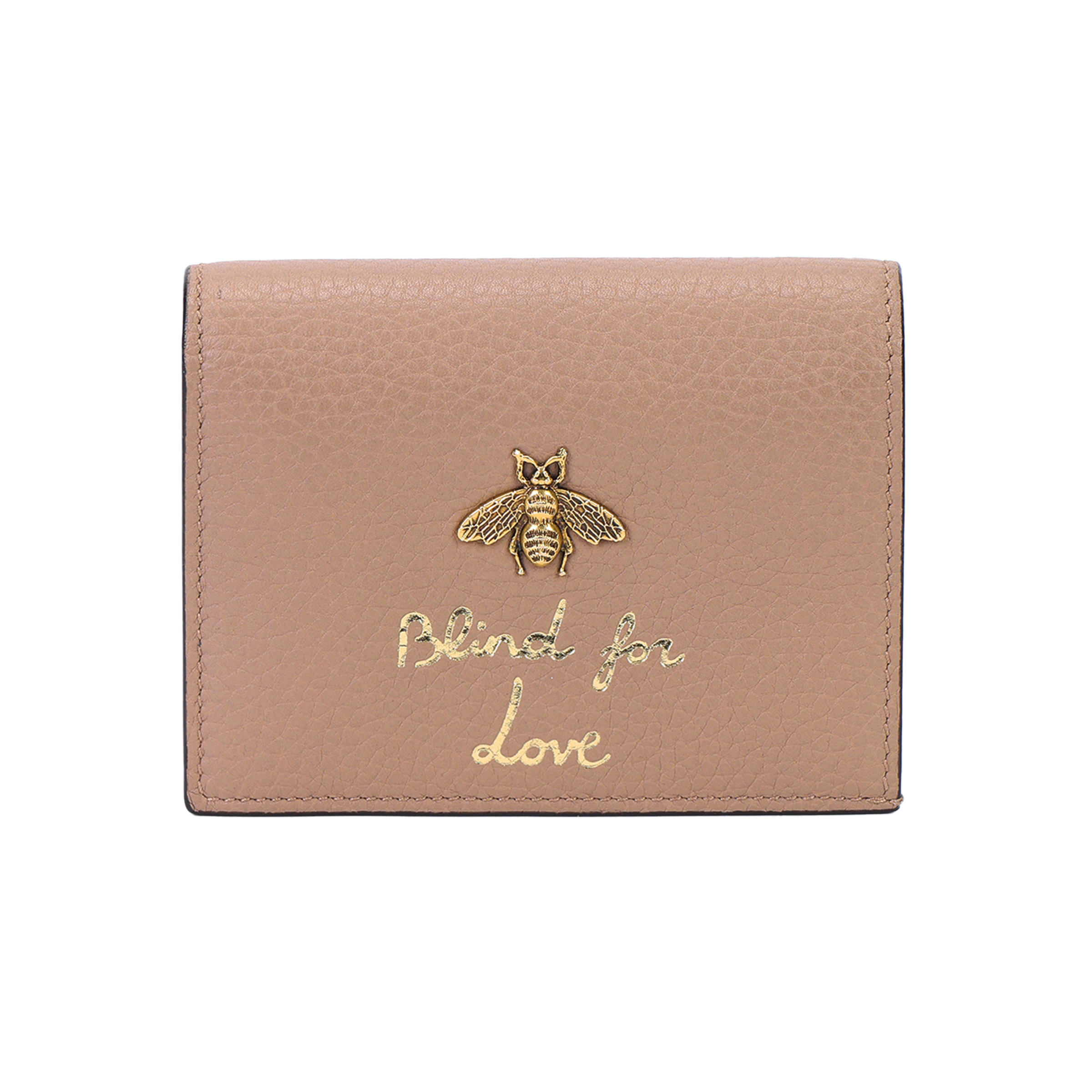 GUCCI Animalier Leather Wallet, Card Holder Regular Women's Nude Pink