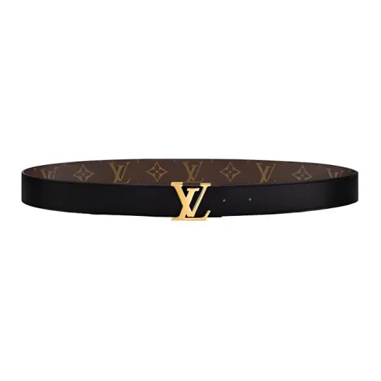 LOUIS VUITTON Monogram Canvas Leather Belts Women's Black/Brown Width 3cm