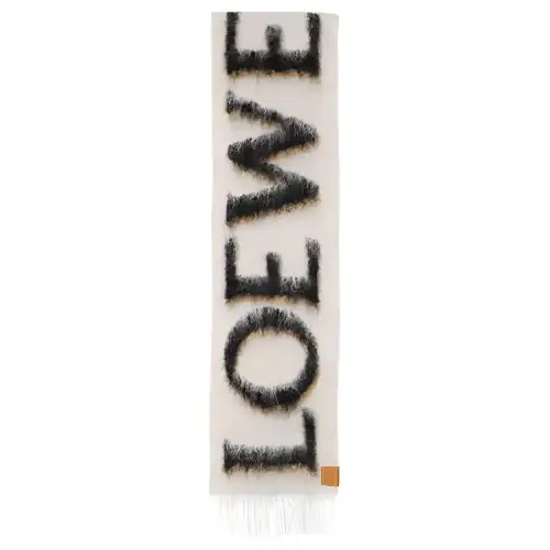 LOEWE Logo Intarsia Fringed Scarf