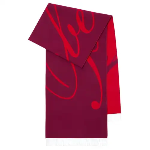 Burberry Wool Silk Knit Scarves Unisex Raspberry Red