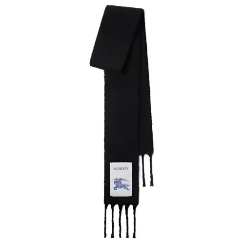 Burberry Wool Mohair Polyamide Knit Scarves Unisex Black