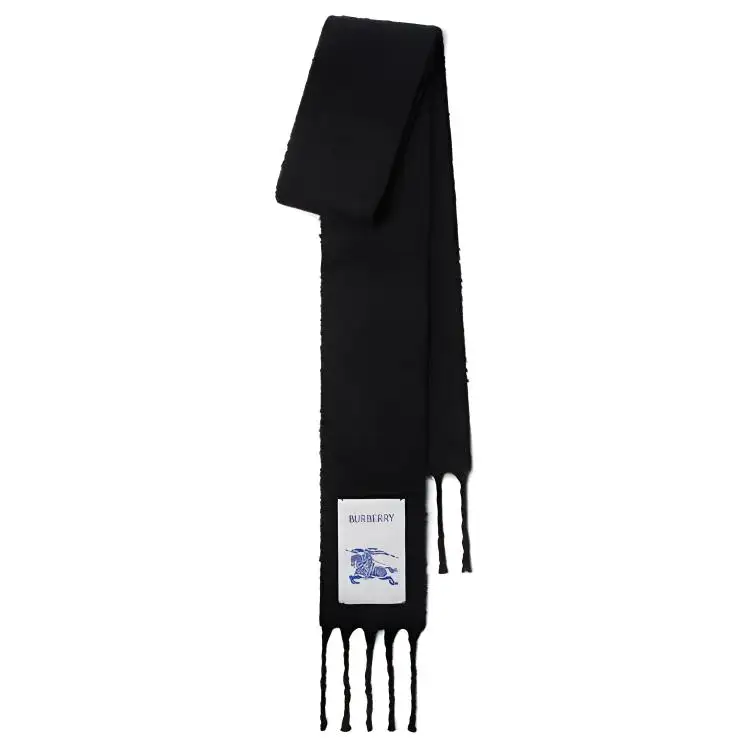 Burberry Wool Mohair Polyamide Knit Scarves Unisex Black