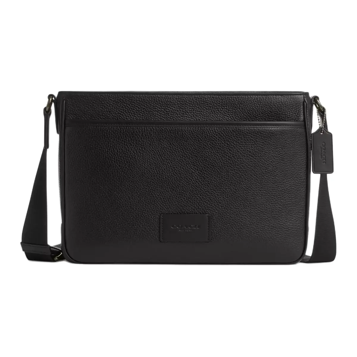 COACH DISTRICT Refined Pebble Pattern Leather Shoulder Bag, Crossbody Bag Large Men's Black