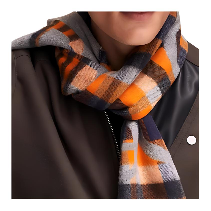 Шарф Hermes Tartan Maillons (серый) — фото 3