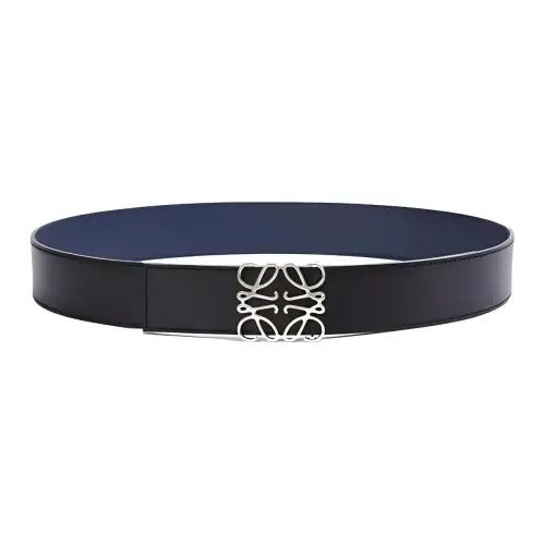 LOEWE Anagram Calfskin Leather Belts Men's Black Width 4cm