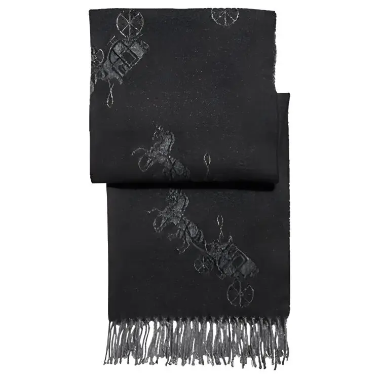 COACH Wool Cashmere Knit Scarves Unisex Black