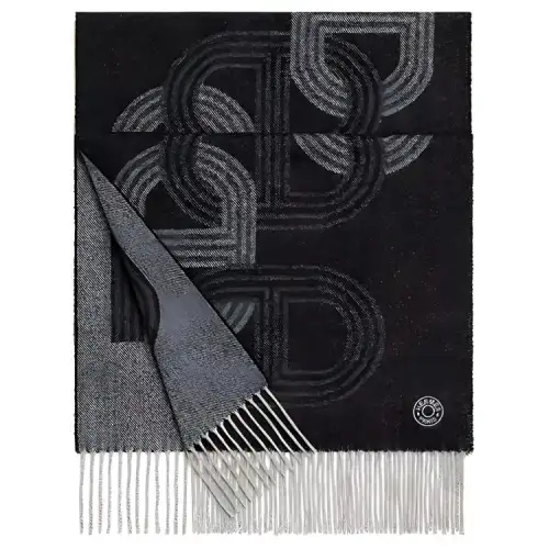 HERMES Faubourg Knit Scarves Men's Black/Gray