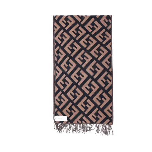FENDI Jacquard Knit Ff Logo Scarf