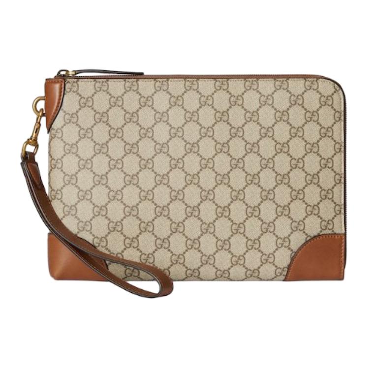 Мужское портмоне Gucci GG Emblem (бежево-коричневое)