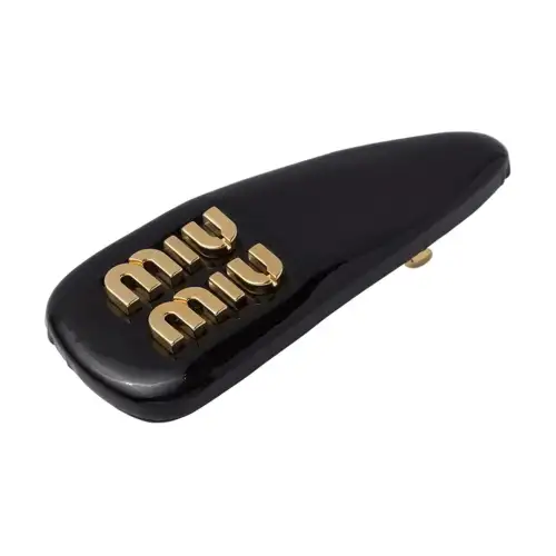 MIU MIU Patent Leather Hair Clips Women's Black