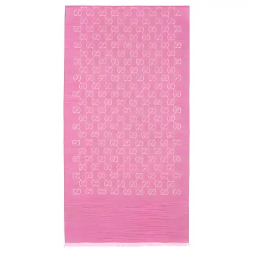 GUCCI Women's Double G Jacquard Fringe Shawl Wool Scarf