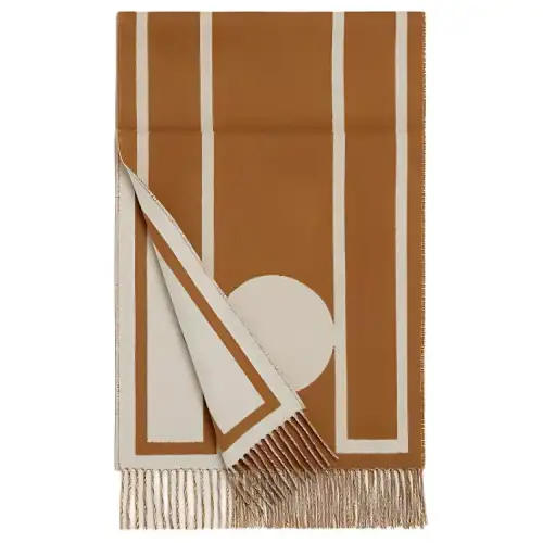 HERMES Casaque Knit Scarves Unisex Brown