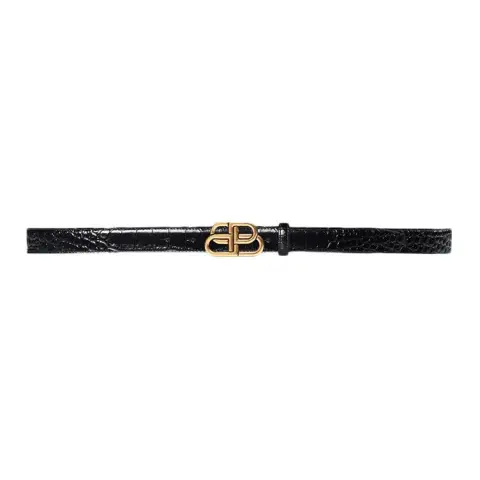 Balenciaga Calfskin Leather Belts Women's Black Width 3cm