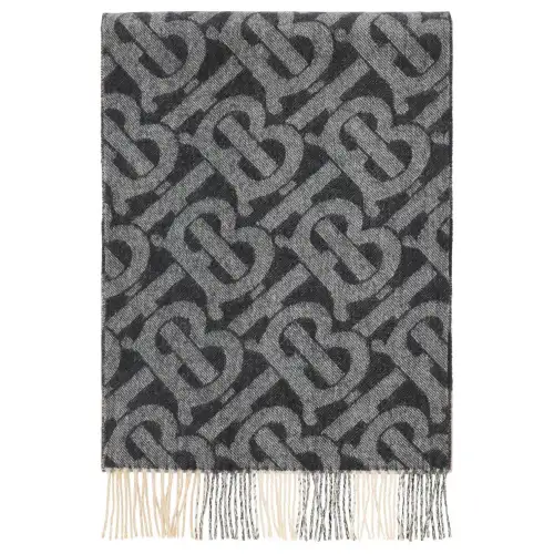 Burberry Cashmere Knit Scarves Unisex Gray/Black