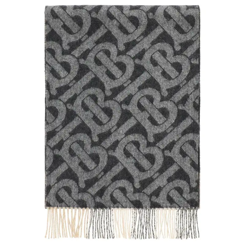 Burberry Cashmere Knit Scarves Unisex Gray/Black