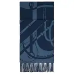 HERMES Cashmere Knit Scarves Men's Blue