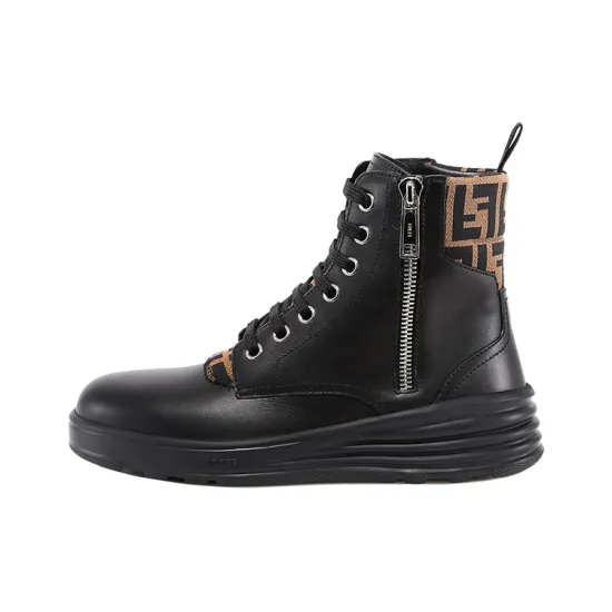 FENDI Leather Ankle Boot 'FF Logo - Black Brown'