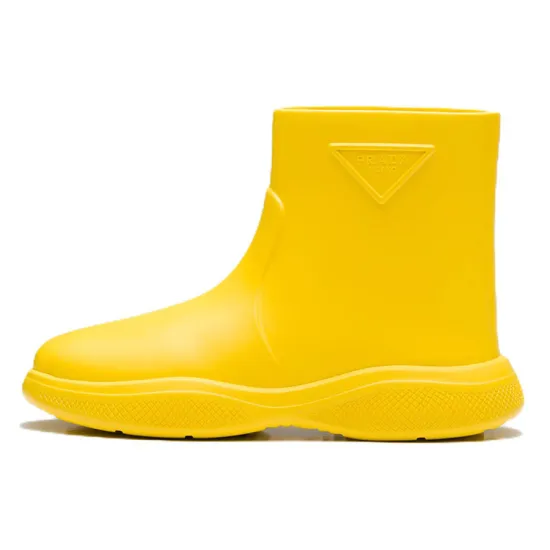 PRADA Pull-On Rain Booties Sunny Yellow Rubber Women's