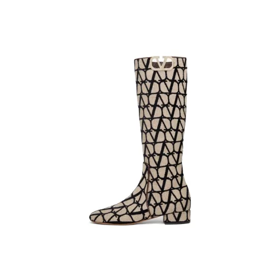 Valentino Toile Iconographe VLogo Type Square Toe Boots Women's