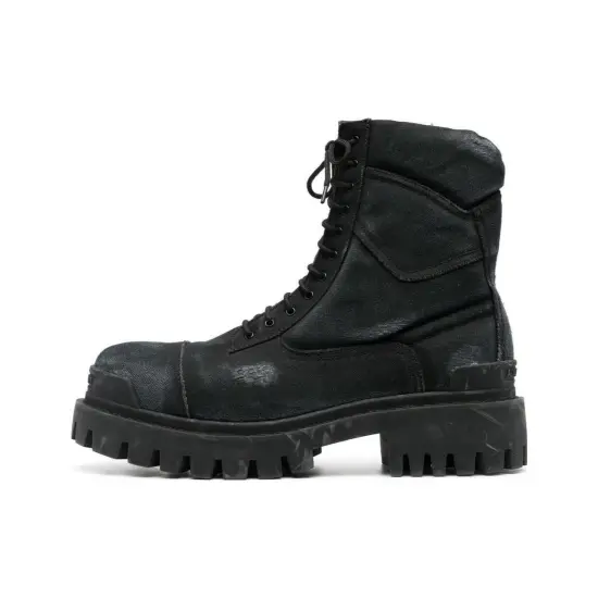 Balenciaga Combat Strike Boots 'Washed Black Cotton'