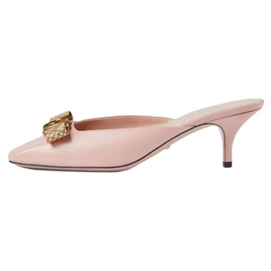 GUCCI Interlocking Cone Heel High Heels 5.3cm Women's Light Pink