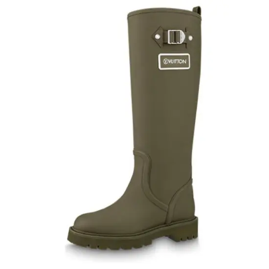 LOUIS VUITTON Territory Flat High Boots 'Olive Green' Women's