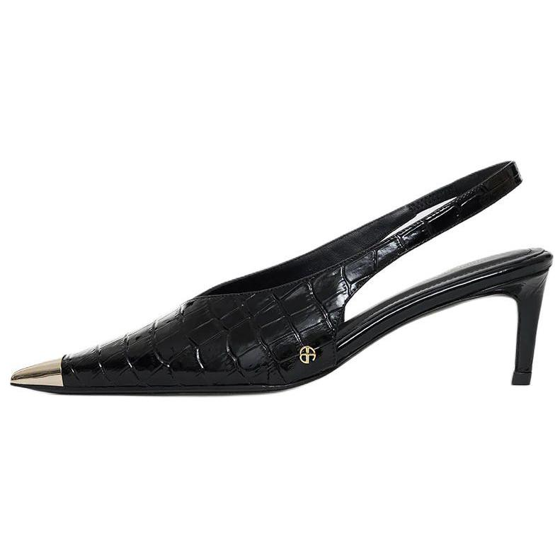 Anine Bing Нина кожа с острым носом Установка тонкой каблуки на высоком каблуке Туфли 6см женский черный