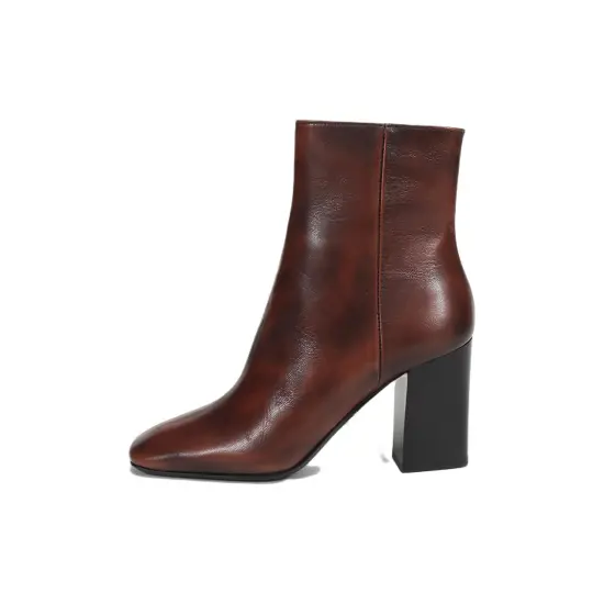 PRADA Leather Square Toe Ankle Pumps 'Brown' Women's